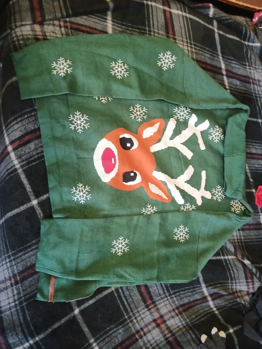 Green Reindeer Christmas Sweater
