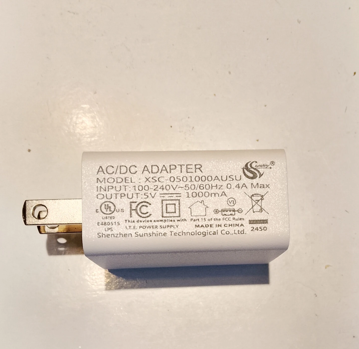 Sunshine AC/DC Adapter XSC-0501000AUSU