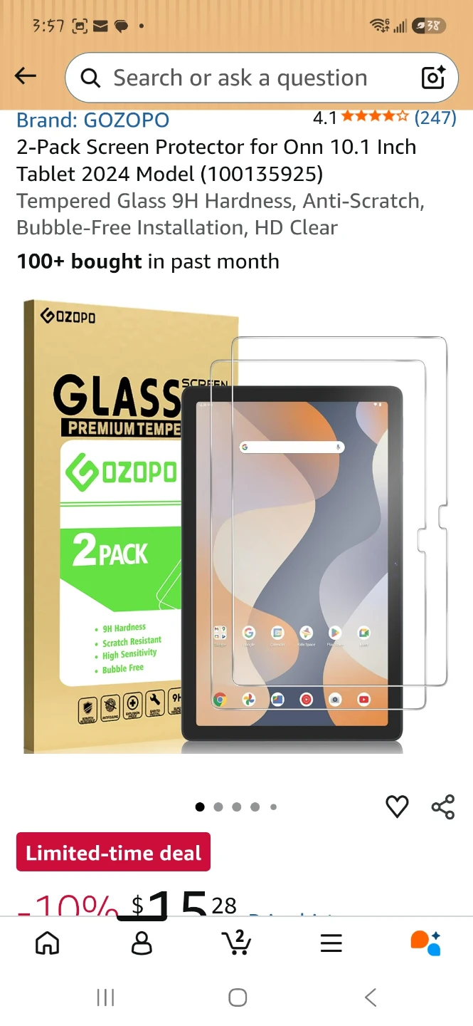 2-Pack Screen Protector for Onn 10.1 Inch Tablet