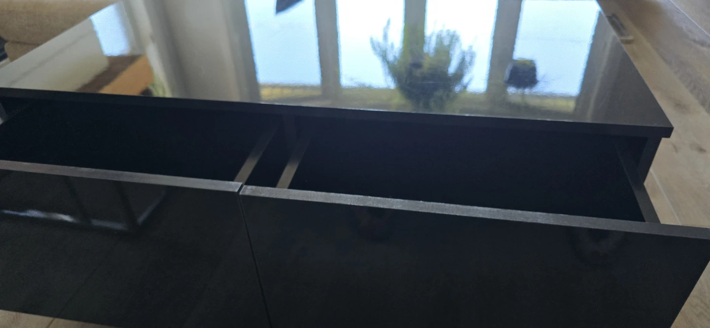 Black Glossy Coffee Table with Drawers - photo 2