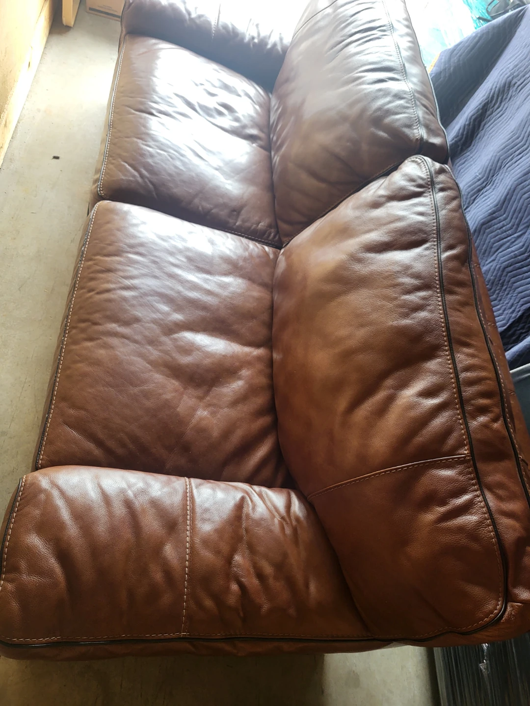 Brown Leather Three-Seater Sofa - photo 2