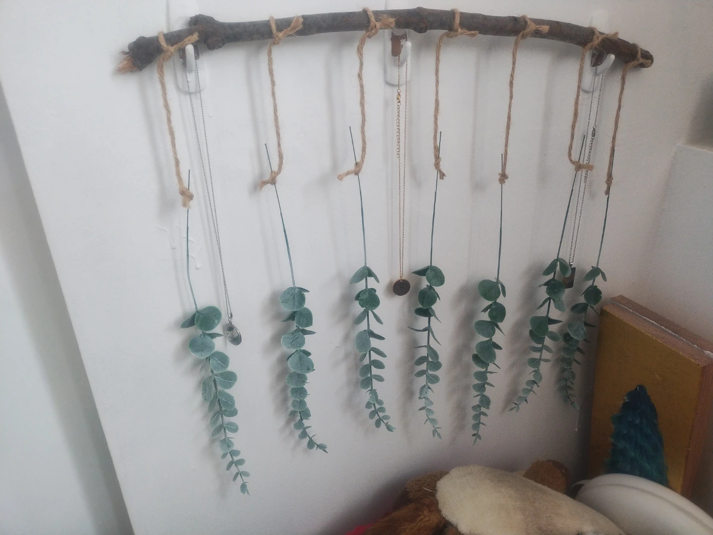 Handmade Eucalyptus & Necklace Wall Decor
