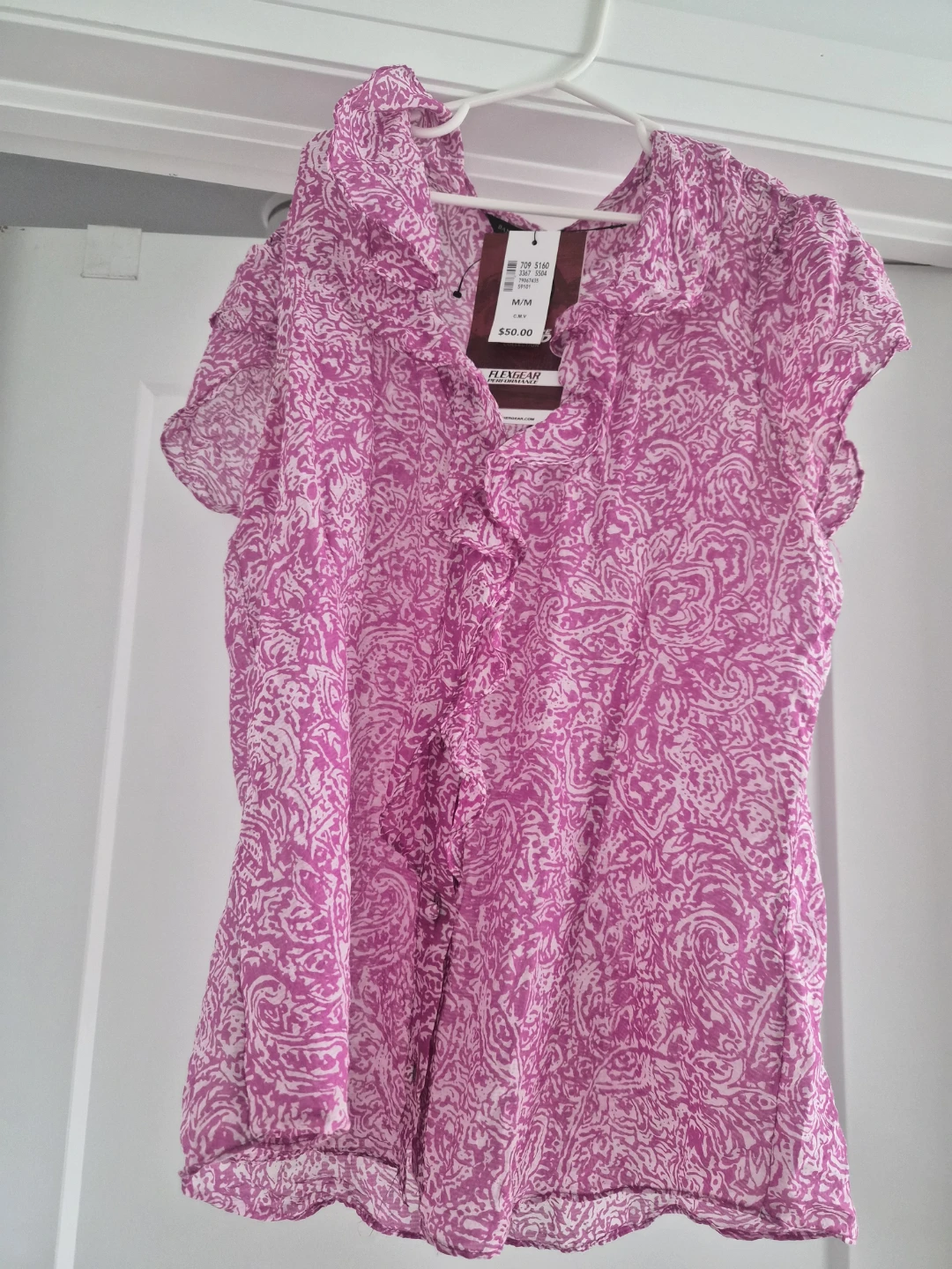 Banana Republic Pink Paisley Ruffle Blouse