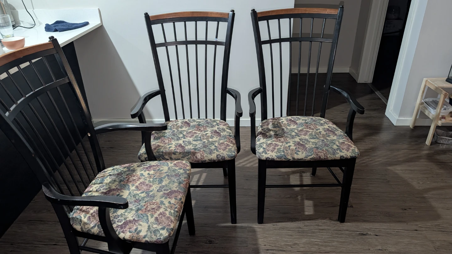 Set of 3 Wooden Dining Armchairs