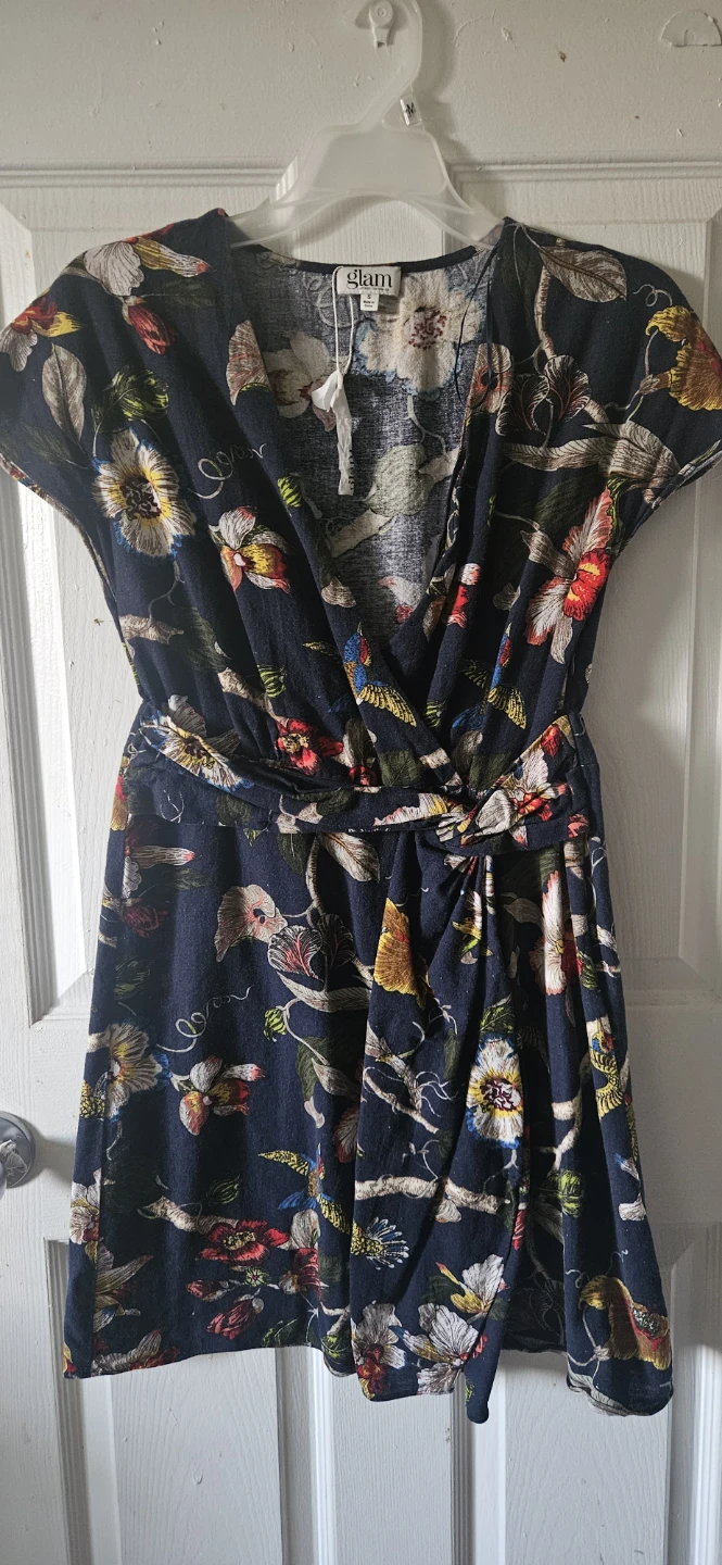 Glam Floral Print Wrap Dress