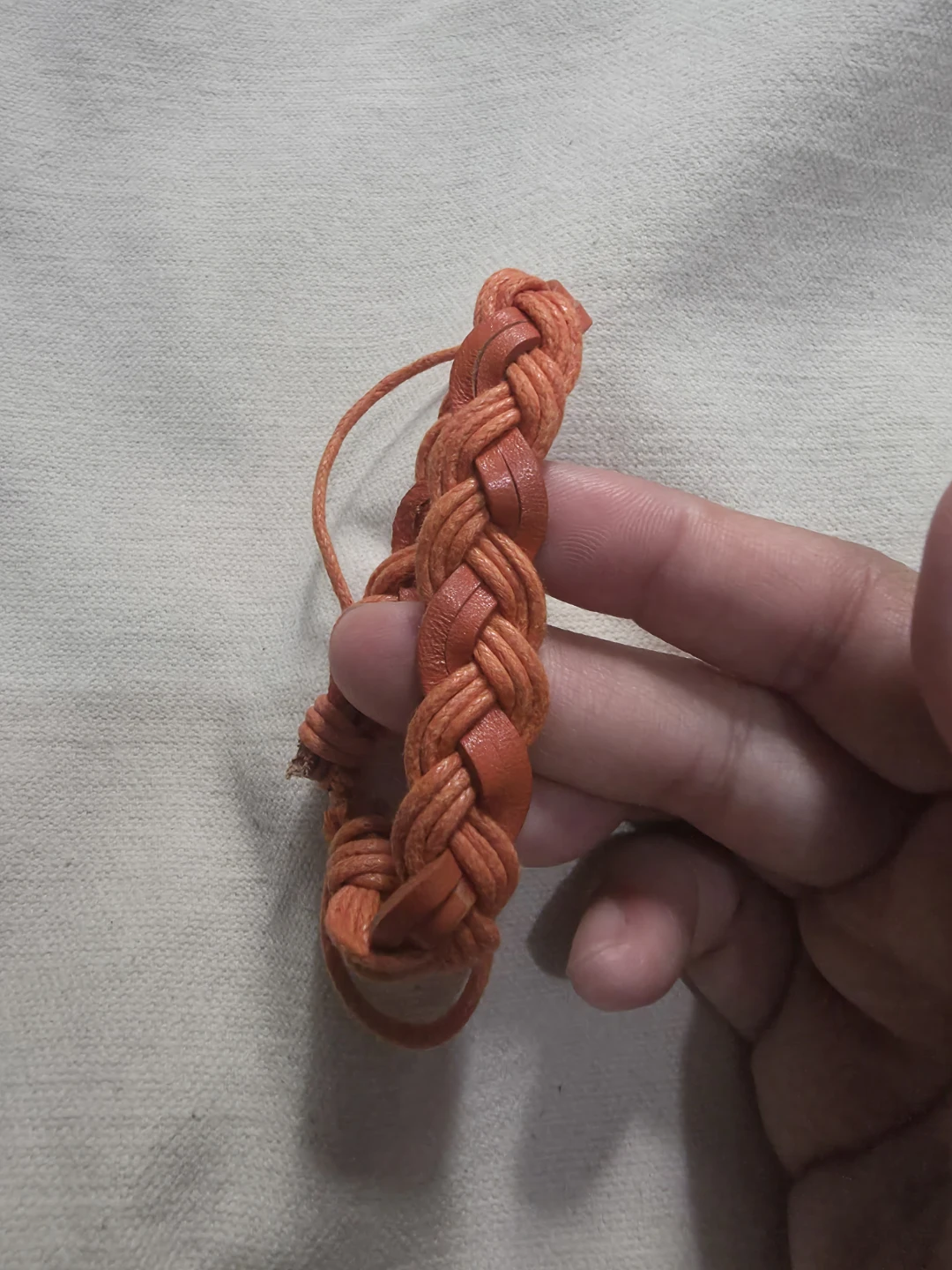 Orange Braided Leather Cord Bracelet 🏈
