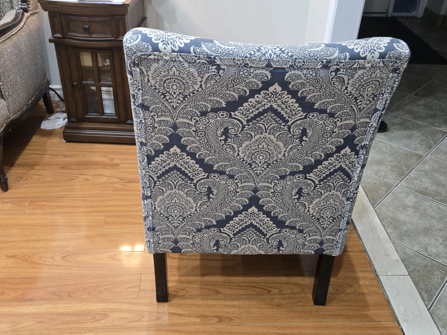 Blue and White Patterned Accent Chair - photo 3