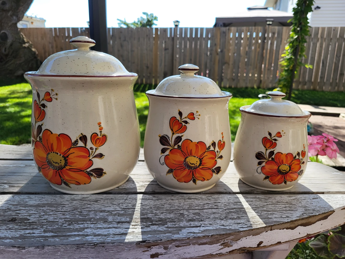3-Piece Valencia Poppy Canister Set - Vintage 🏈