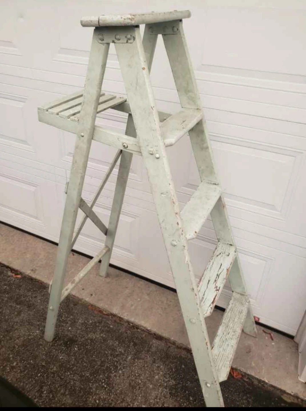 Vintage 5' Wooden Step Ladder & Shelf Use as a ladder/decorate