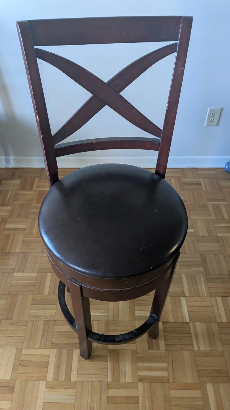 Wooden swivel bar stool