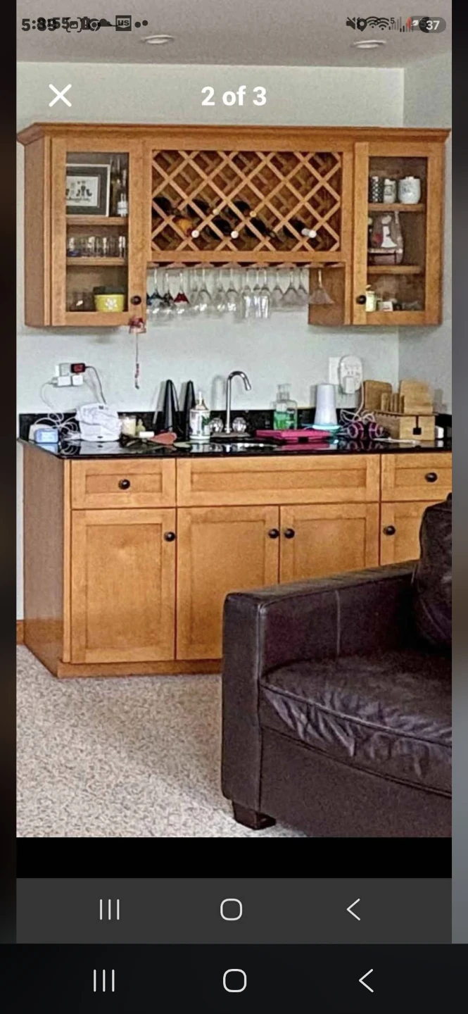 Wood Home Wet Bar with Sink and Wine Storage
