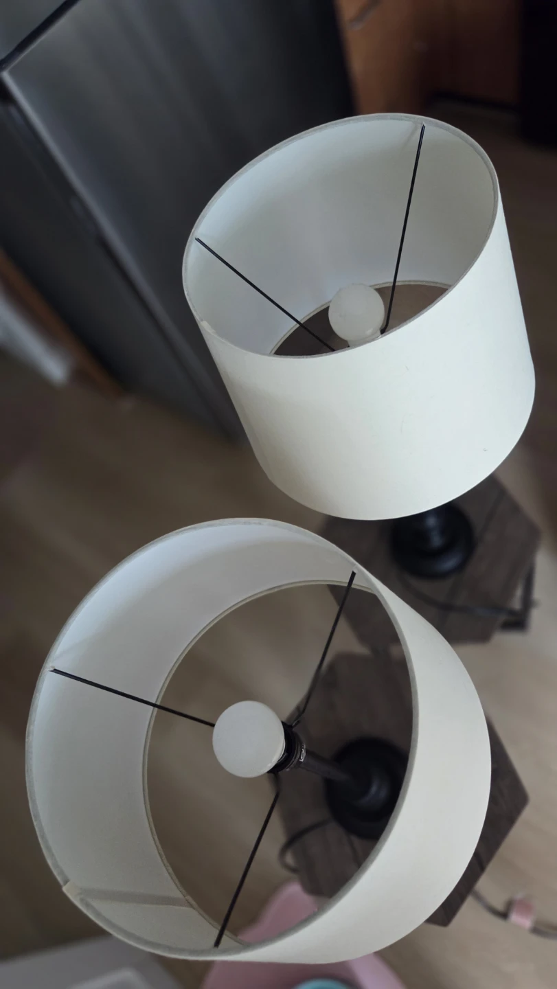 Pair of Hexagonal Side Tables with Lamps - photo 2