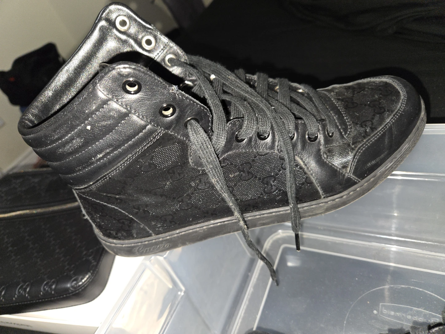 Gucci Black Monogram High-Top Sneakers - photo 3