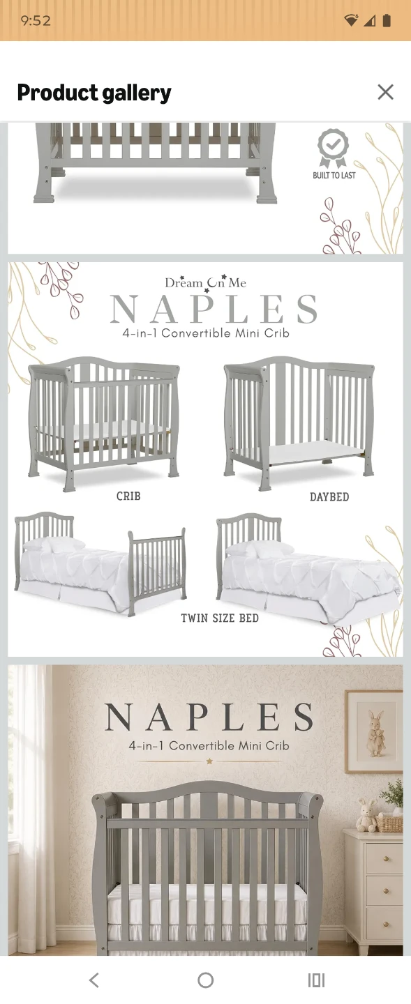 Addison Naples 4 in 1 Convertible Crib - Gray - photo 4