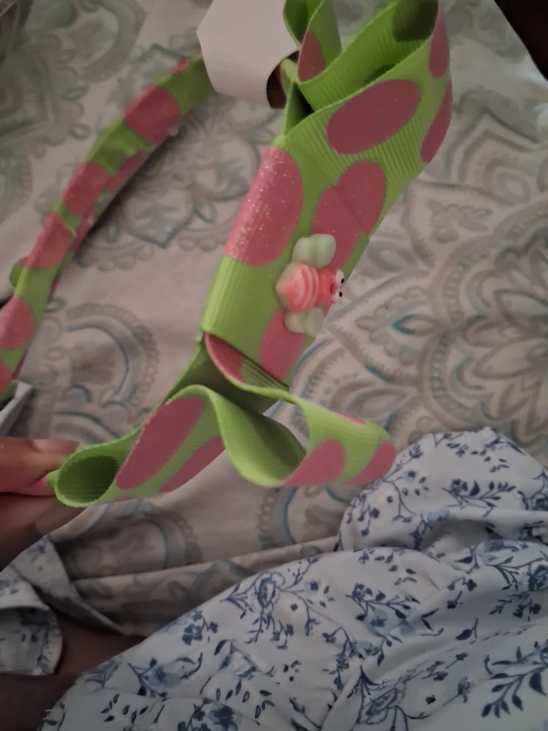 Green and Pink Polka Dot Bee Headband - photo 3