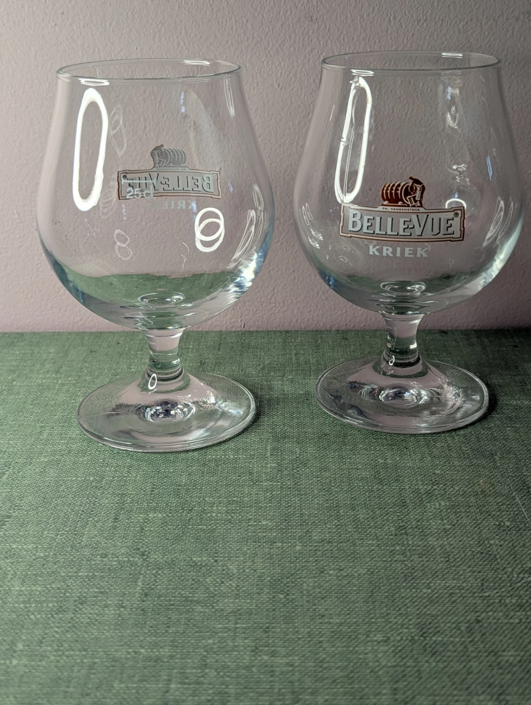 2 Belle-Vue Kriek Beer Glasses - photo 4