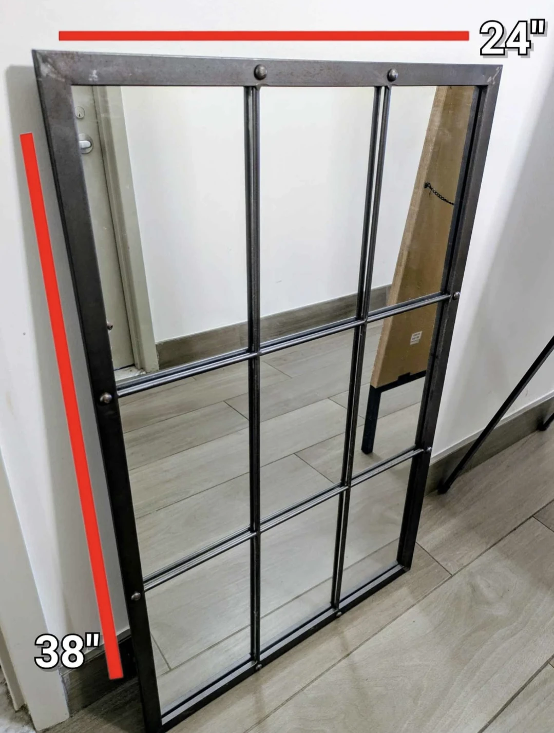 Industrial Style Window Pane Mirror - photo 2
