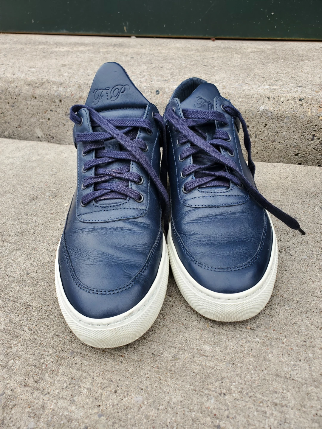 Filling Pieces Navy Leather Sneakers - photo 3