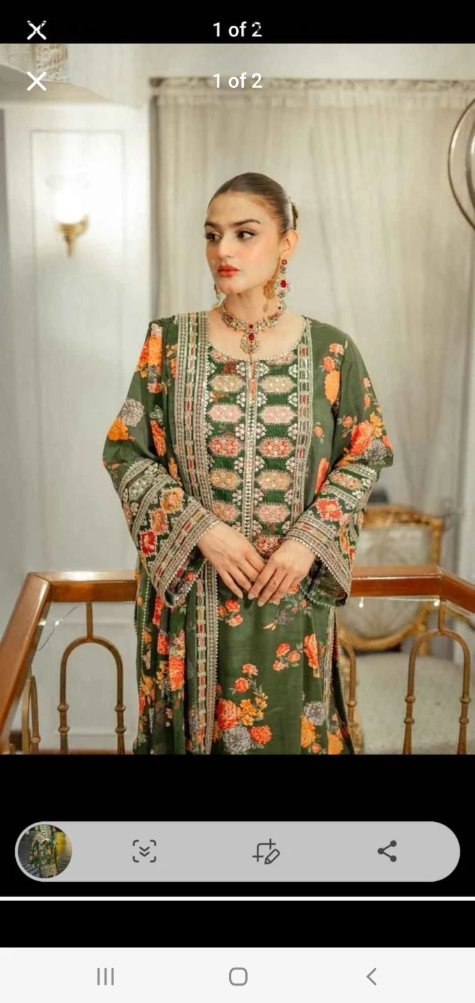 Olive Green Floral Embroidered Kurti