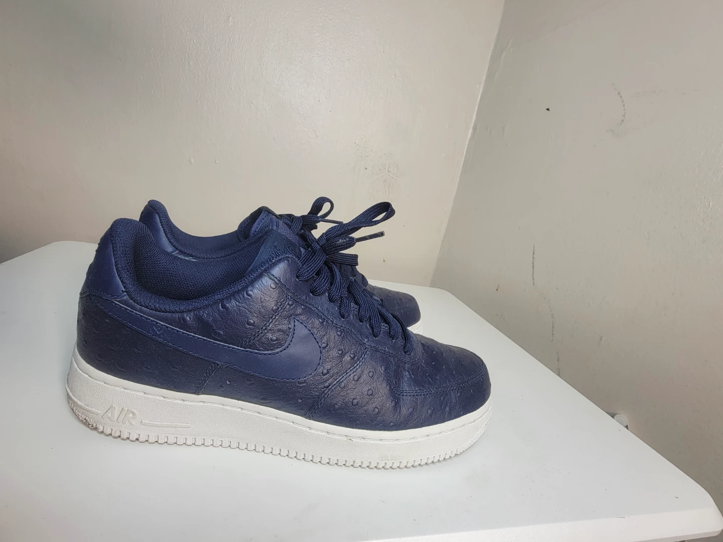 Nike Air Force 1 Navy Ostrich Print Sneakers