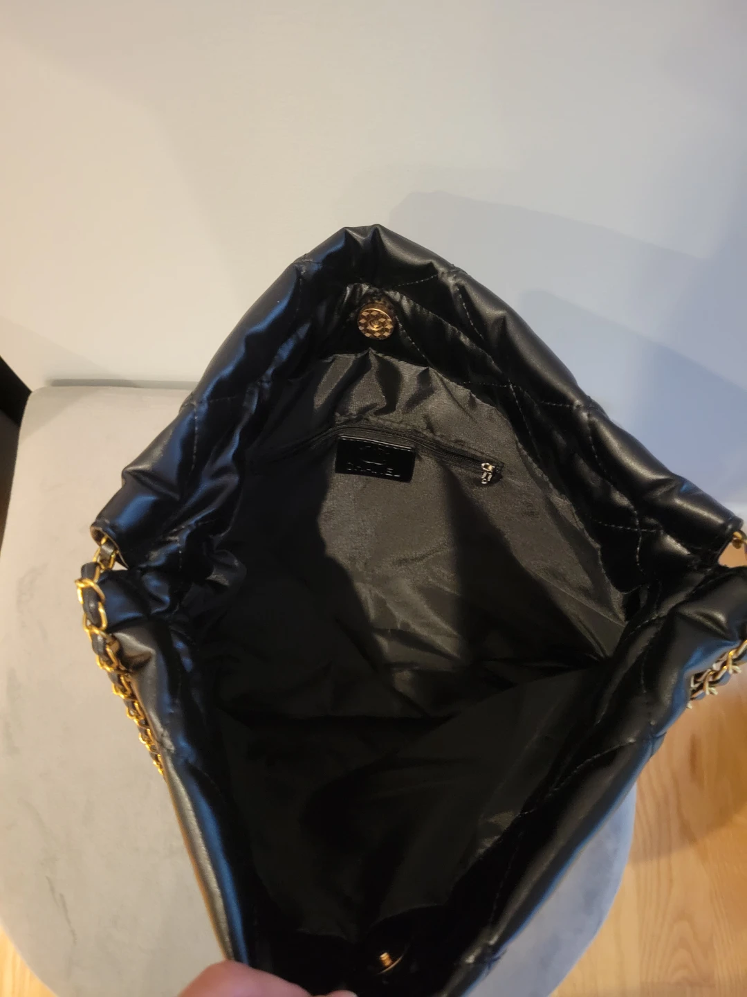 Chanel Black Quilted Drawstring Shoulder Chain Bag - photo 2