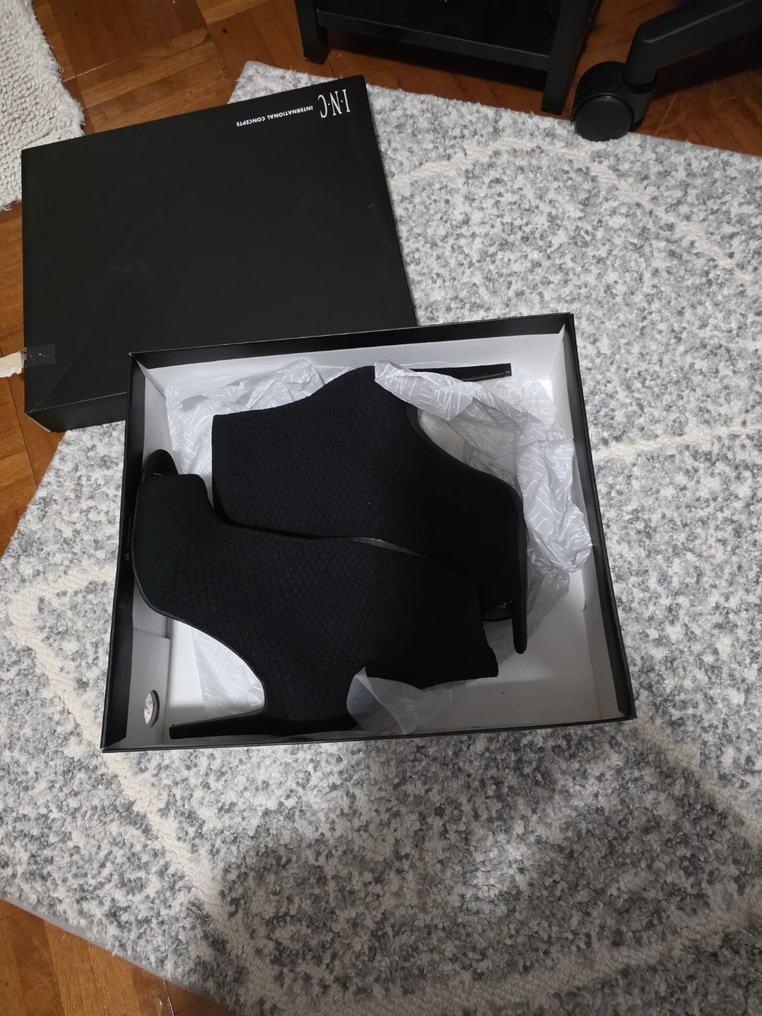 I.N.C. International Concepts Black Peep-Toe Sock Booties