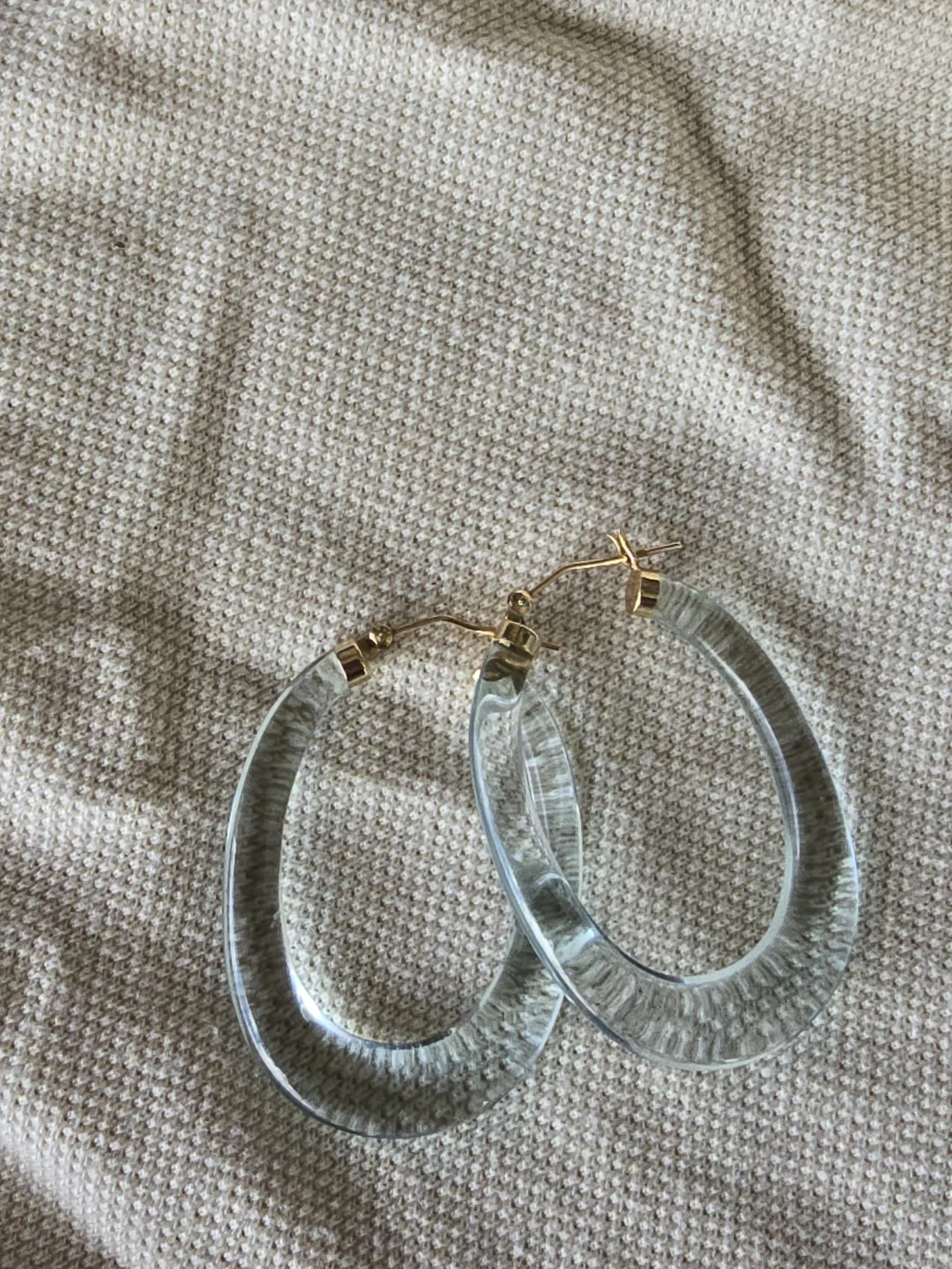 Gold 14 k Clear Light Blue  Quartz Hoop Earrings - photo 5