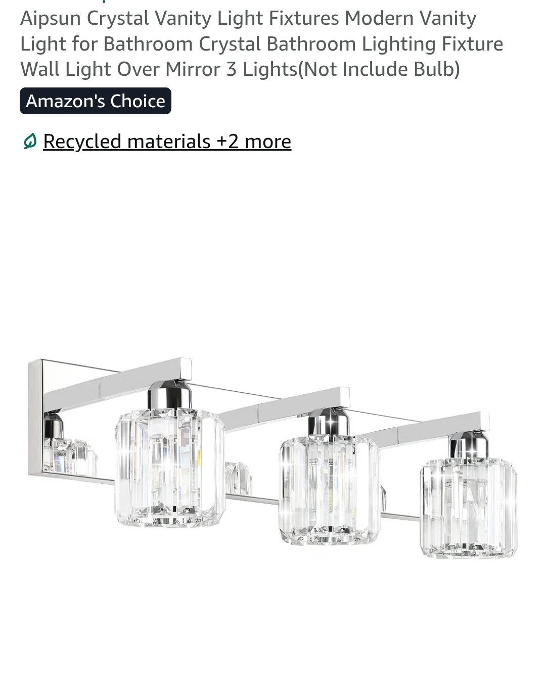 Aipsun 3-Light Crystal Bathroom Vanity Fixture