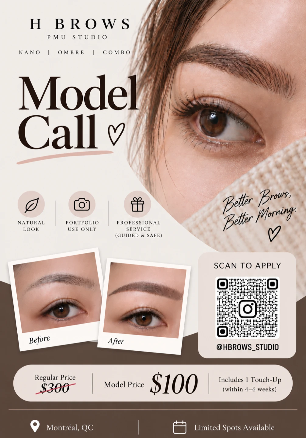✨️Model call✨️ H Brows PMU Studio