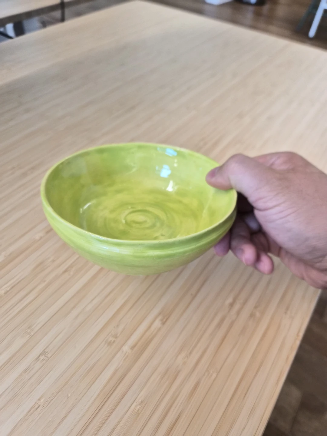 Handmade Lime Green Ceramic Bowl - photo 2
