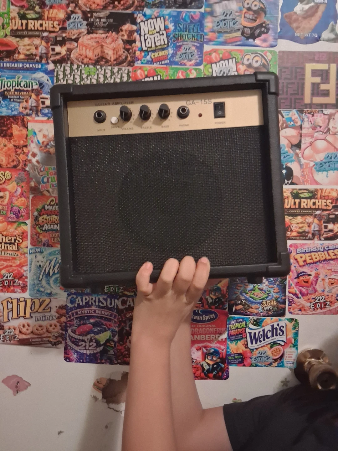 Black Electric Guitar with GA-15R Amplifier - photo 2