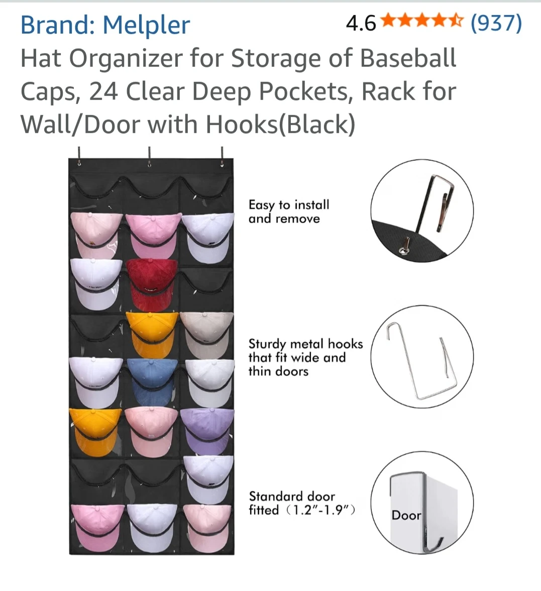 Over-the-Door 24-Pocket Hanging Organizer for hats - photo 3