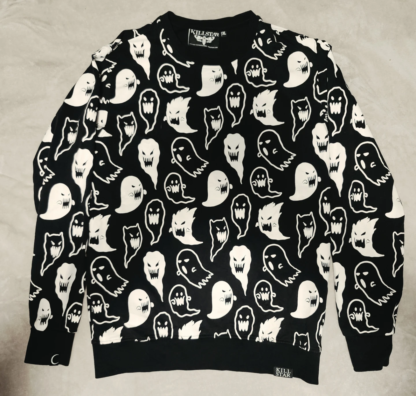 Killstar Black and White Ghost Print Sweatshirt