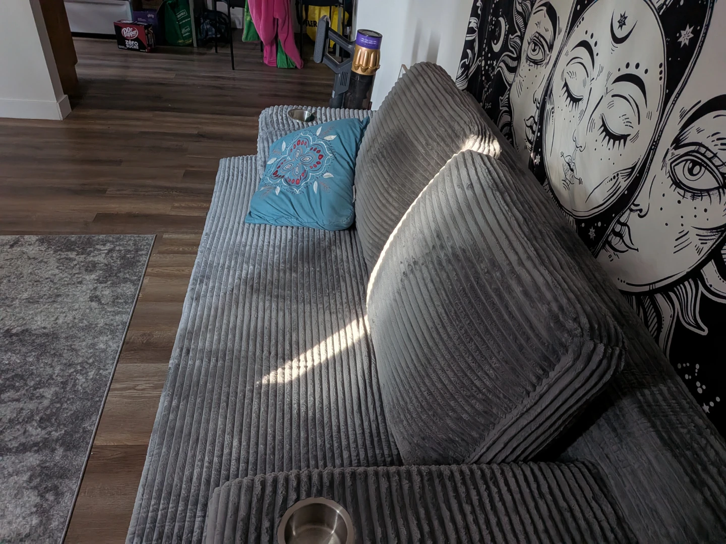 Grey Corduroy Loveseat - photo 3