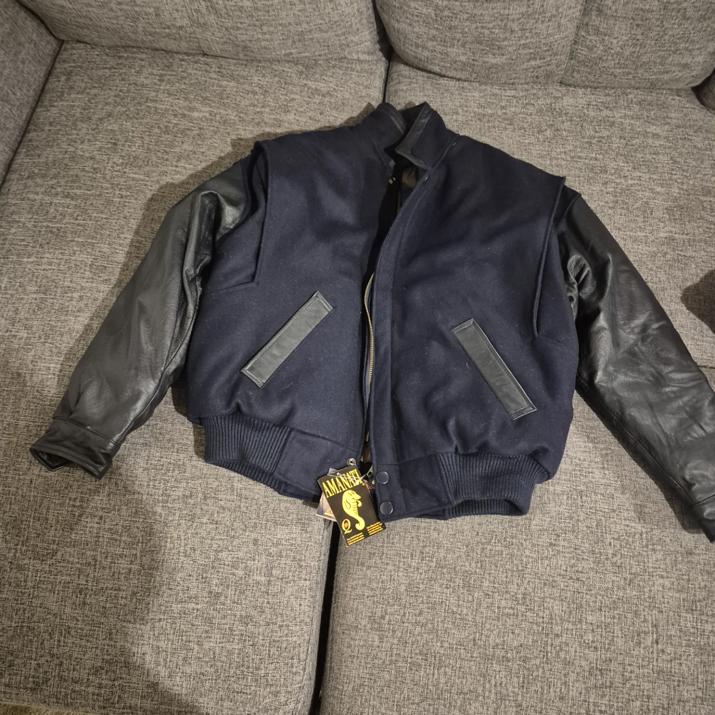 Amanati Wool and Leather Varsity Jacket
