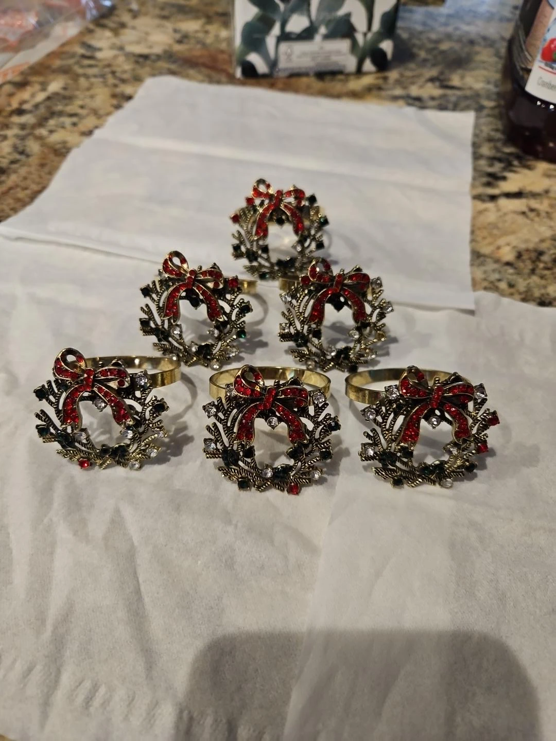 Set of 6 Christmas Wreath Napkin Rings - photo 2