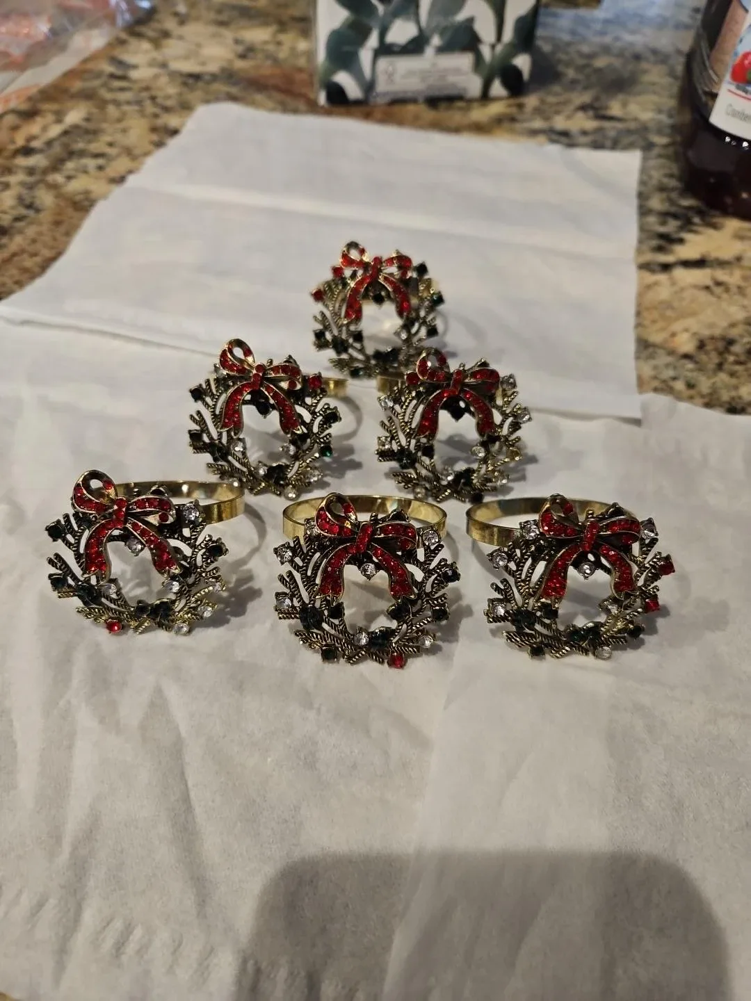 Set of 6 Christmas Wreath Napkin Rings - photo 2