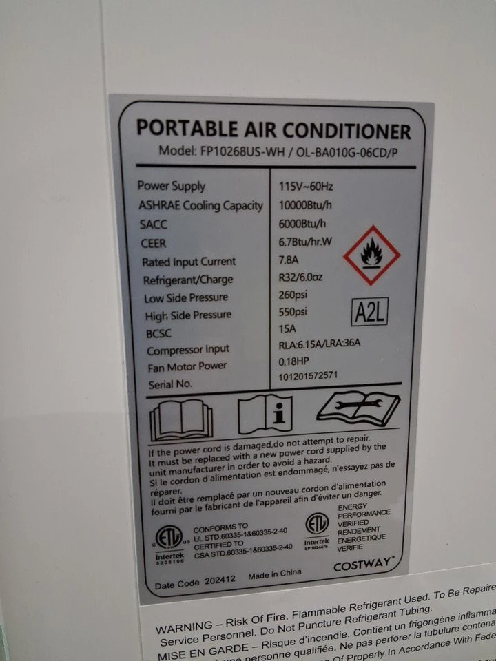 Costway 10,000 BTU Portable Air Conditioner - photo 4