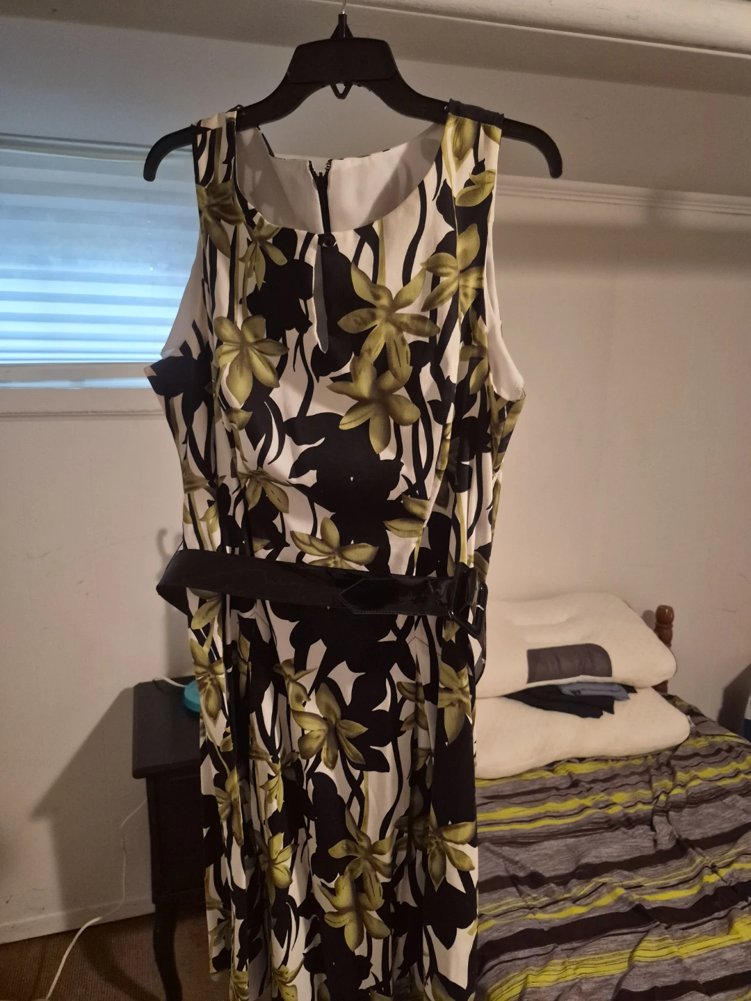 Laura's Black and Green Floral Sleeveless Dress