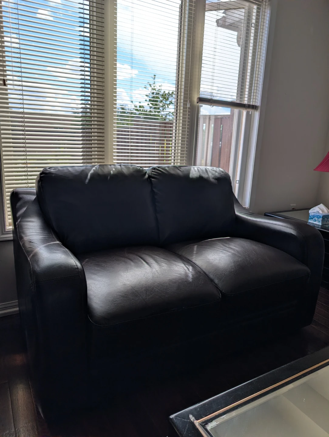 FAUX LEATHER LOVE SEAT SOFA COUCH - photo 2