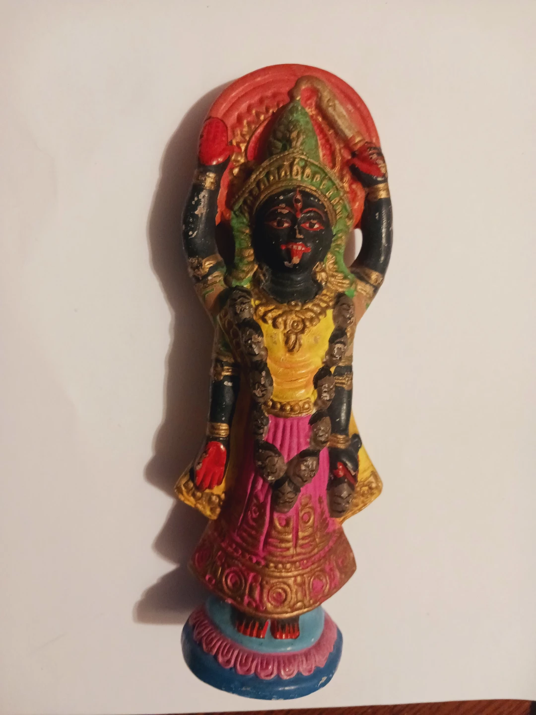 Hand Moulded from Ganges River Clay Hindu Goddess Kali Statue - photo 2