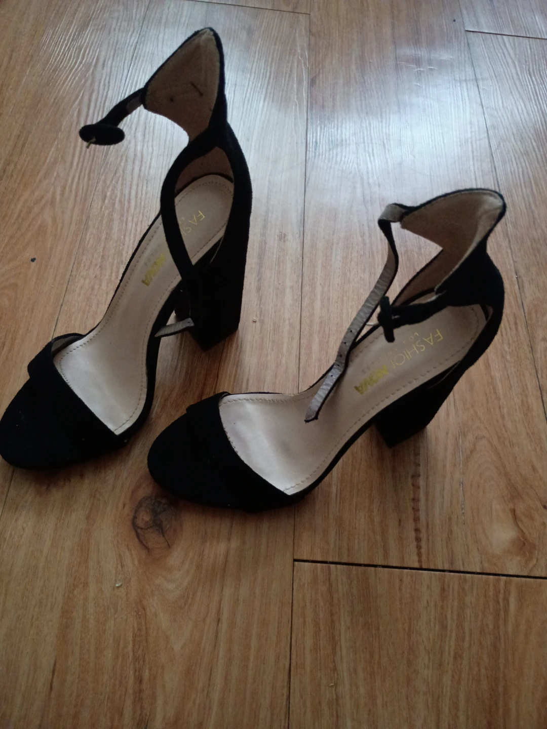 Fashion Nova Black Block Heel Sandals