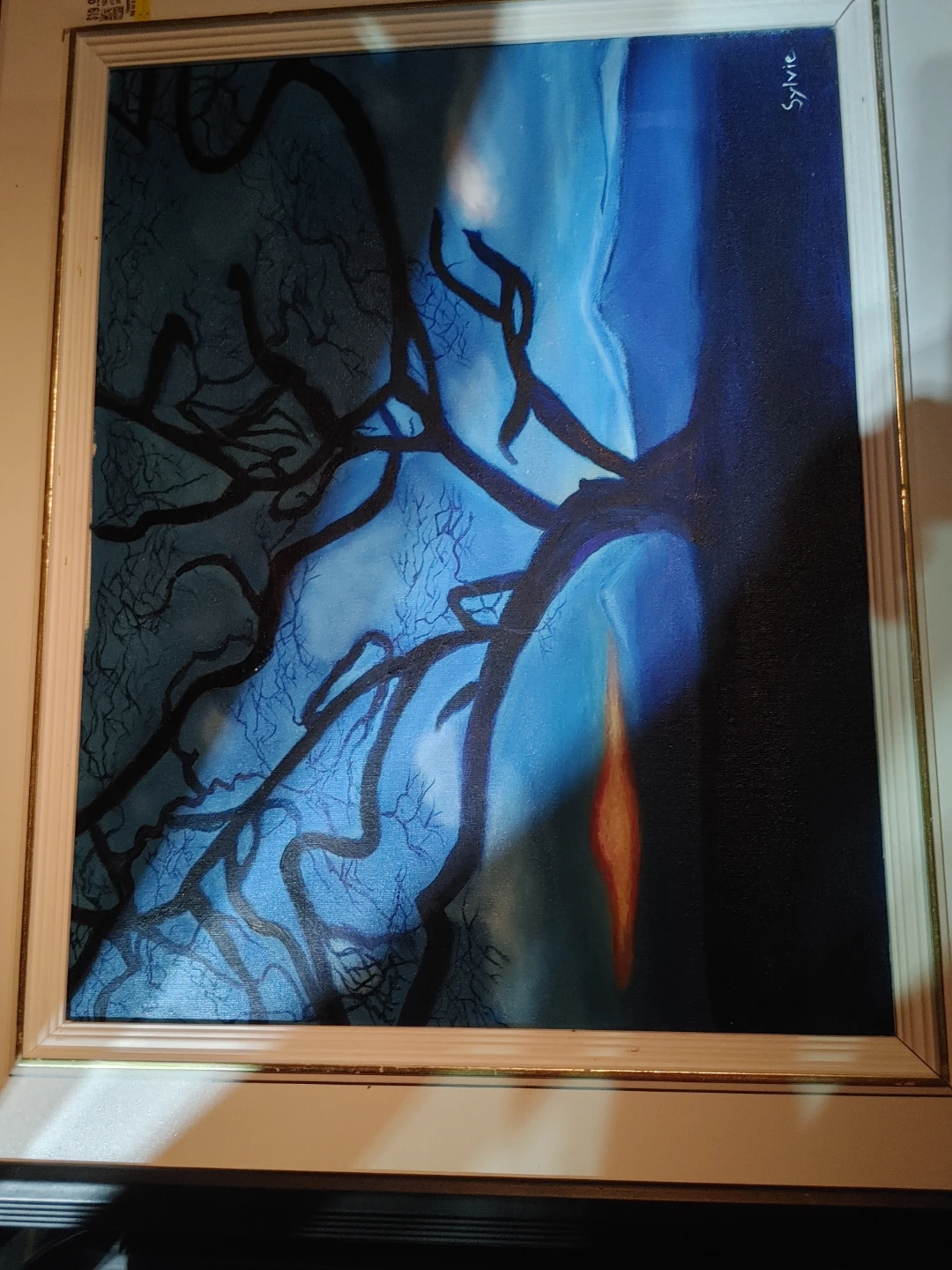 Framed Tree Landscape Oil Painting by Sylvie