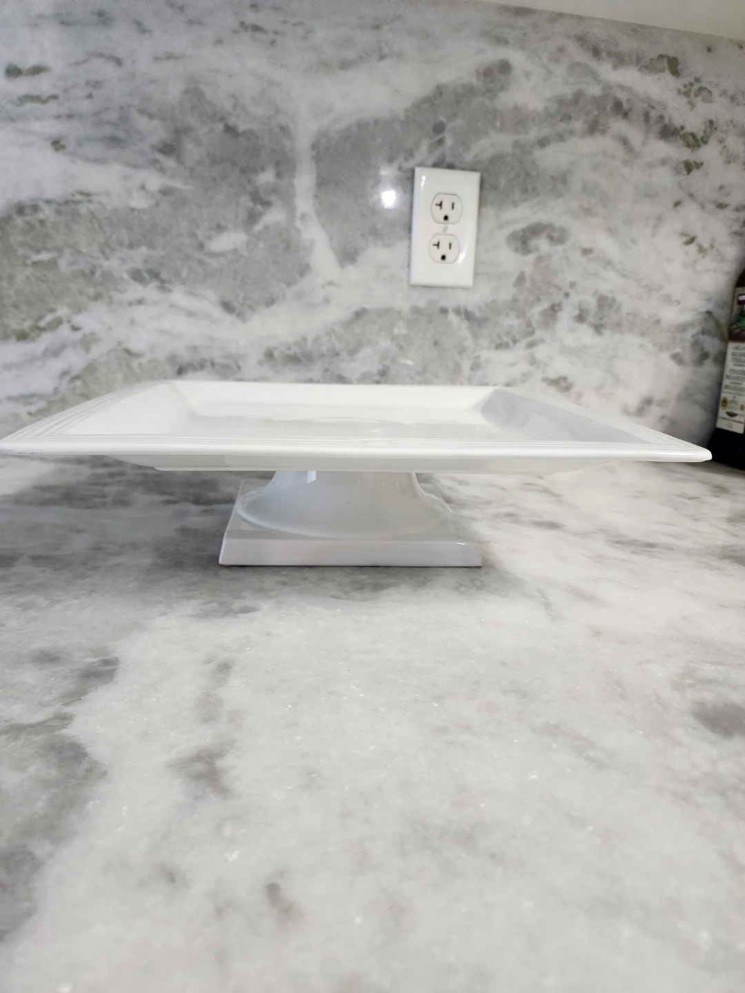 White Square Pedestal Serving Platter - photo 2