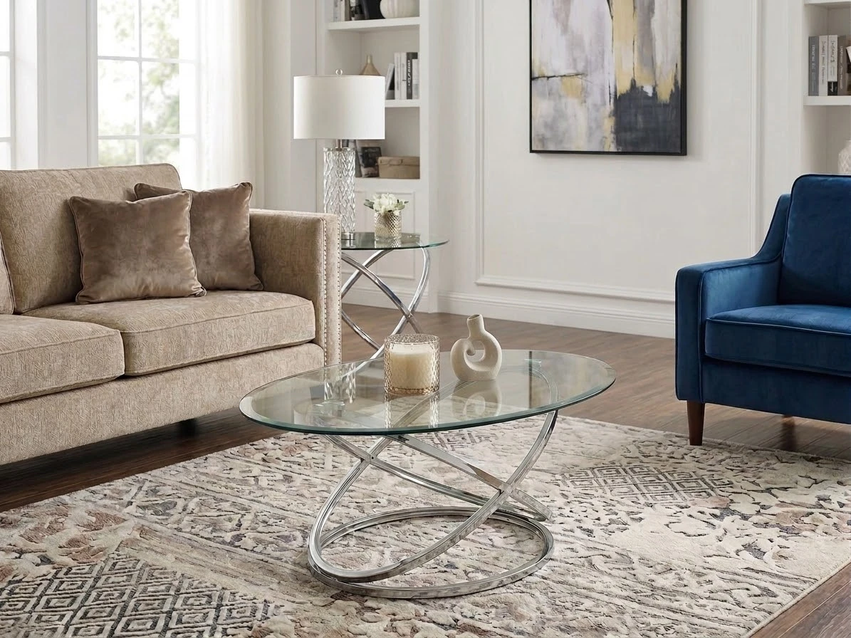 Modern Glass Coffee and End Table Set