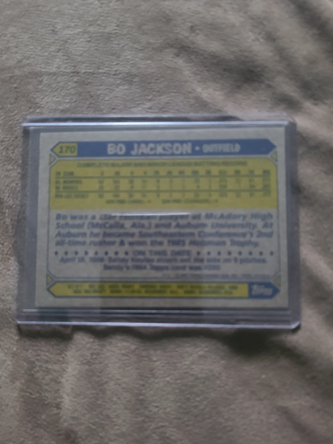 Bo Jackson 1987 Topps Future Stars Baseball Card - photo 2