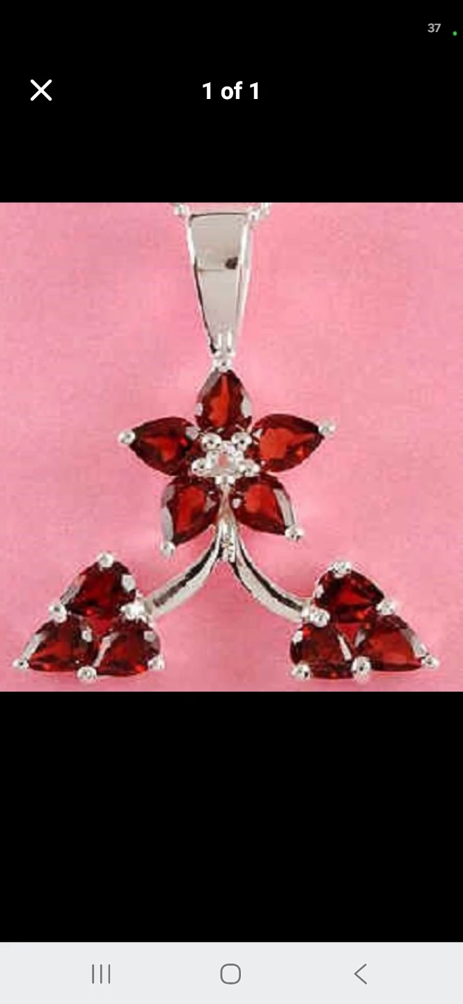 Genuine Pear Cut Garnets Sterling Silver Necklace