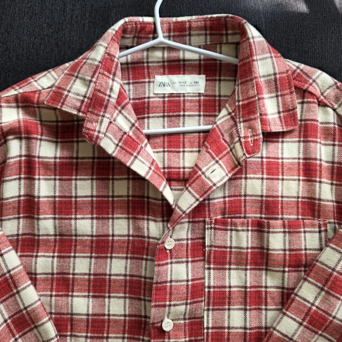 ZARA Boys Red Plaid Flannel Shirt Size 11-12