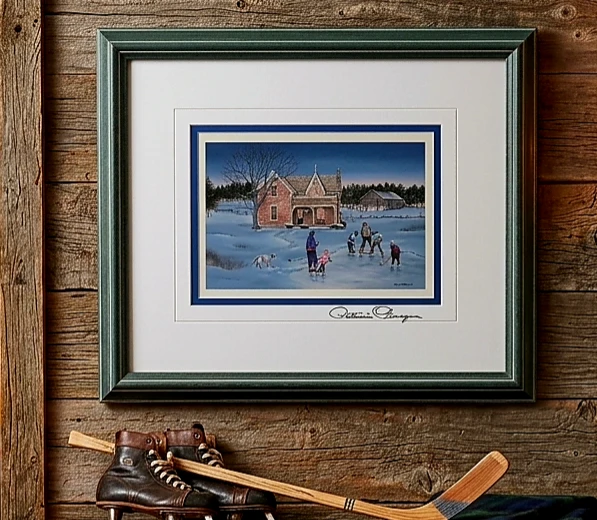 Winter Pond Hockey  Print by Patricia Bourque  13" x 12"