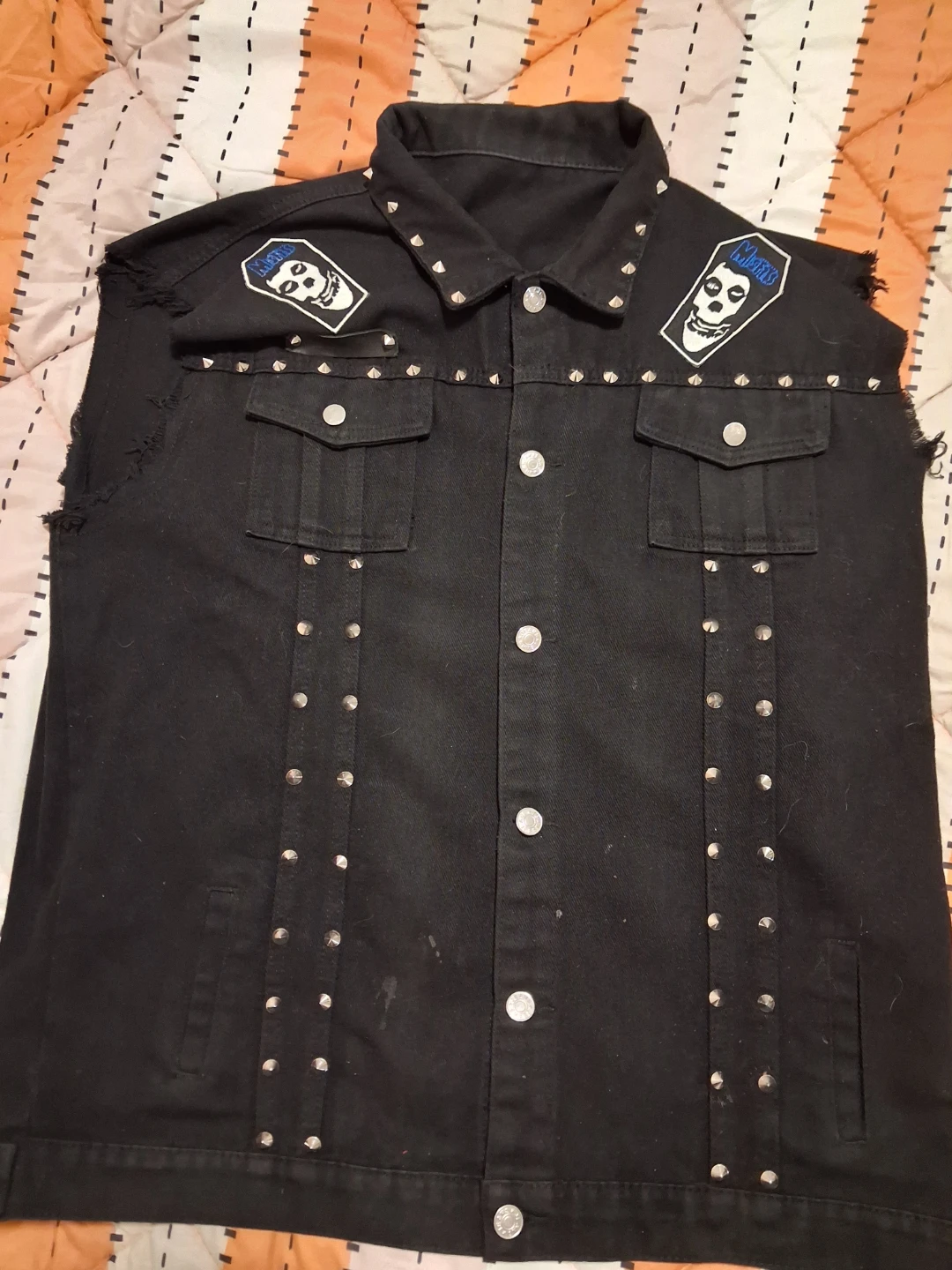 Punk spiked vest and Misfits light hoodie